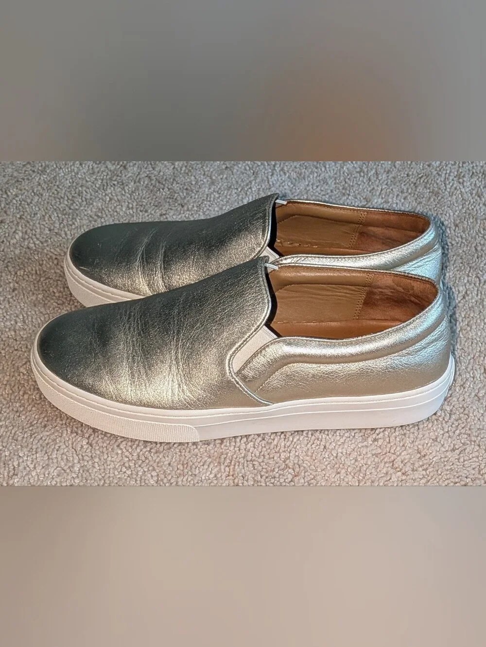Tory Burch Metallic Gold Slip-On Fashion Sneakers. 8M Used-Excellent Condition
